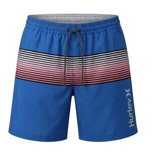 Hurley Men’s Large Blue Stripe Swim Trunks Board Shorts Beach Surf Summer